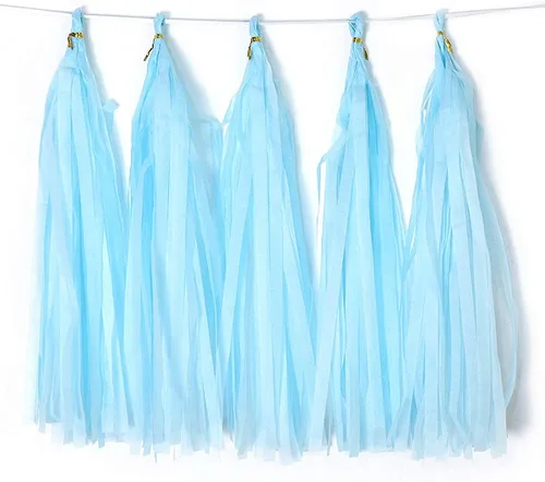 Miniatura 11 de 20 borlas de papel de seda para decoración de fiestas, bodas, festivales, baby shower, festivales, etc., negro 25 cm
