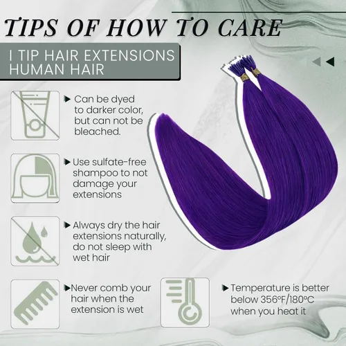 Miniatura 6 de RUNATURE Extensiones de cabello humano con punta en I Tip de 18 pulgadas, extensiones de cabello natural Remy para mujer, extensiones de cabello