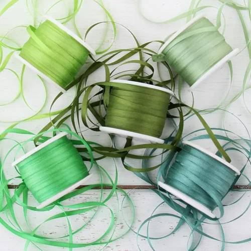 Miniatura 23 de Threadart Juego de cintas de seda - Tonos azules - Colección Five Spool - 100% seda pura - 55 yardas
