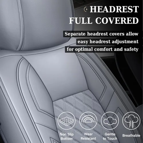 Miniatura 4 de Coverado Fundas de asiento para Toyota Tundra, juego completo de fundas de asiento de automóvil compatibles con Toyota Tundra Crew 2007-2021, Gris