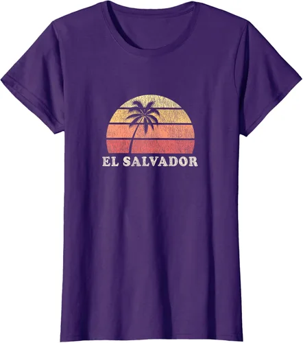 Miniatura 13 de El Salvador Vintage 70s Retro Throwback Design Camiseta, Azul