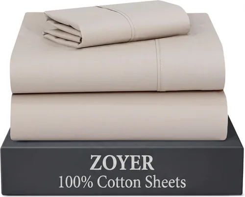 Miniatura 55 de ZOYER Sábanas de 100 % algodón percal tamaño individual, refrescantes y transpirables, duraderas, con una sensación nítida, suave y cómoda, bolsillo