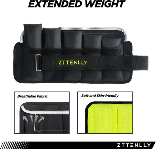 Miniatura 3 de Pesas ajustables para tobillo de 1-5/10/15/20 libras, par con bolsa de transporte, telas transpirables, ribete reflectante, entrenamiento de fuerza