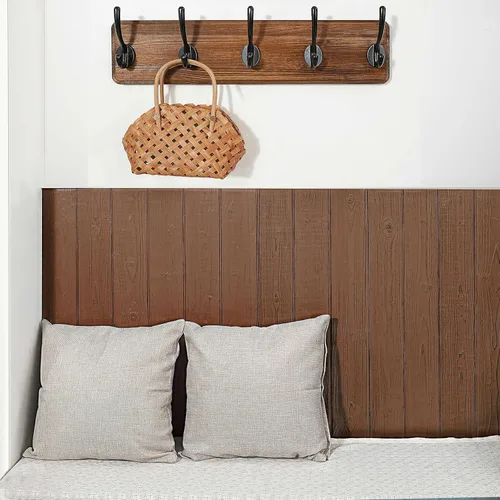 Miniatura 3 de WEBI Perchero de Abrigo Montado en Pared, Ganchos de Abrigo Montados en Pared, 16" de Agujero a Agujero, Colgador de Abrigo de Pared, Riel de Madera