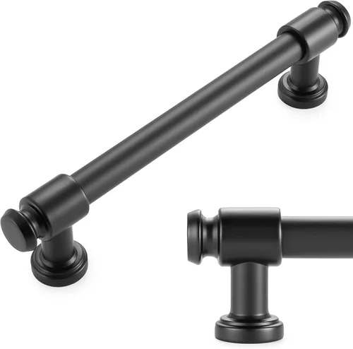 Miniatura 7 de KOOFIZO Tirador de gabinete con parte superior plana y redonda - Manija de tirador de mueble de latón antiguo (30 mm / 1.2 Pulgadas), paquete de 10