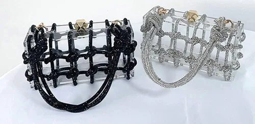 Miniatura 3 de Bolso de noche para mujer, bolso de mano transparente, bolso de moda, bolso cruzado, Negro