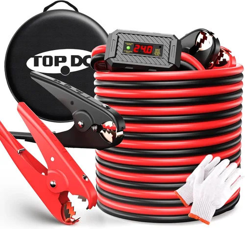 Miniatura 12 de TOPDC Cables de puente resistentes de 1000 amperios para batería de automóvil, cables resistentes para camiones diesel, kit de cables de puente