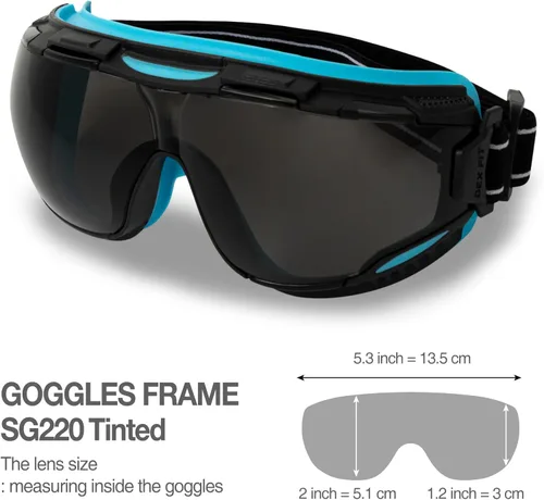 Miniatura 5 de DEX FIT Gafas de seguridad protectoras SG220; protección ocular Z87, antiniebla y antiarañazos, para trabajo, ajustables, unisex