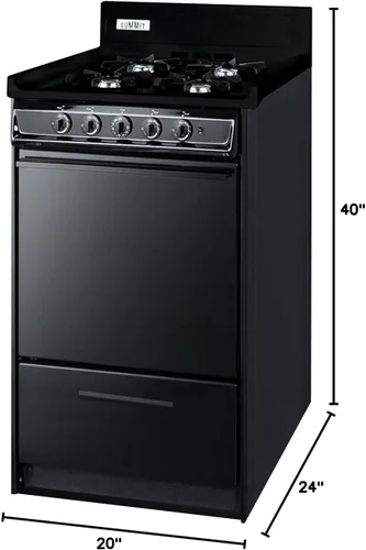 Miniatura 4 de Summit Appliance TNM1107C Cocina de gas de 20 pulgadas de ancho, 4 quemadores abiertos, encendido electrónico, puerta de horno empotrada, bandeja
