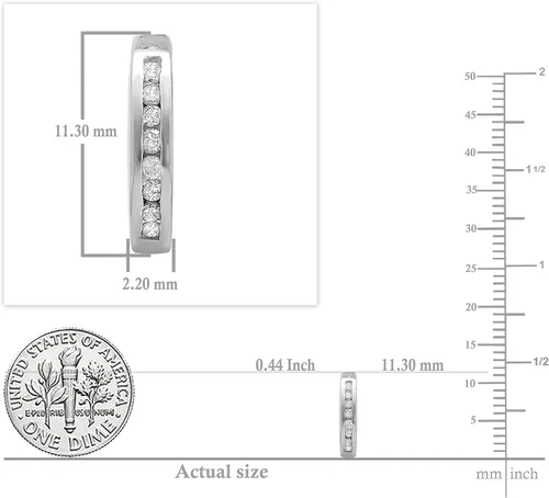 Miniatura 5 de Dazzlingrock Collection - Pendientes de aro pequeños de 0.433 in, plata de ley (0.15 quilates)