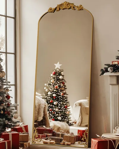 Miniatura 12 de Antok Espejo arqueado de longitud completa, espejo de piso de 71 x 28 pulgadas con tallado, espejos de cuerpo completo para decoración del hogar