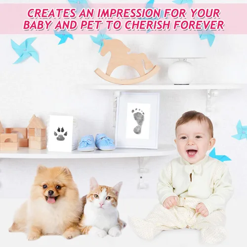 Miniatura 7 de Outus Kit de 14 piezas de huellas de patas para perros, almohadilla de tinta sin ensuciar, kit de impresión de huellas conmemorativas para mascotas
