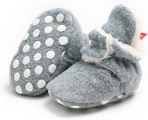 Miniatura 5 de Botas de nieve para bebés y niñas, para invierno, cálidas, para recién nacidos, zapatos antideslizantes, Gris, 12-18 meses