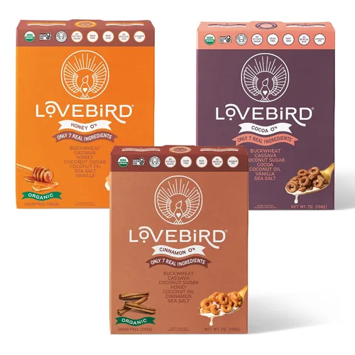 Miniatura 16 de Lovebird Variedad de cereales sin gluten, paquete de 3 cereales orgánicos sin cereales, sin lácteos, sin azúcar, sin refinado, bocadillos saludables