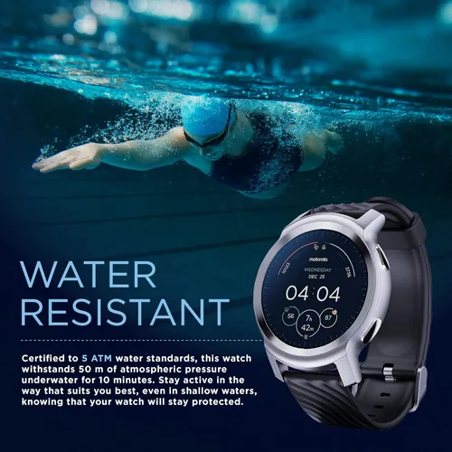 Miniatura 5 de Motorola Reloj inteligente Moto Watch 100 - Reloj inteligente de 1654in con GPS para hombres y mujeres batería de hasta 14 días frecuencia cardíaca