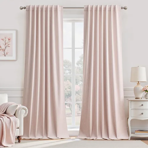 Miniatura 19 de UHITECH Cortinas cortas de lino de 24 pulgadas de largo para ventanas pequeñas de granja, cortinas opacas modernas para sala de estar, pestañas