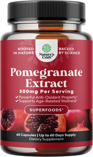 Cápsulas de extracto de granada Suplemento antioxidante – Cápsulas de granada natural para la salud del corazón, apoyo articular y entrenamiento
