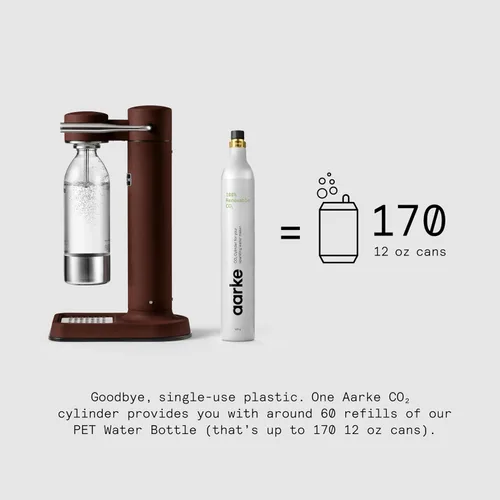 Miniatura 5 de Aarke Carbonator lll, Máquina de agua con gas y carbonatación, acero inoxidable con botella reutilizable PET sin BPA, volumen 1L/34 fl oz (borgoña)