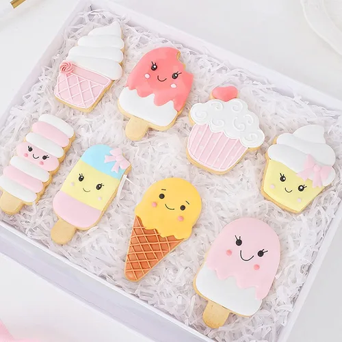 Miniatura 6 de Cortadores de galletas de helado, cono de helado de verano, moldes de galletas para pasteles de panadería, moldes de metal de acero inoxidable