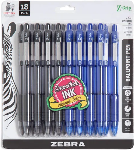 Miniatura 7 de Zebra Pen Z-Grip - Bolígrafo retráctil de punta media, 3/64 pulgadas, tinta negra, 12