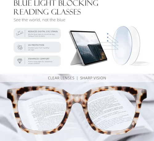 Miniatura 7 de Reading Glasses for Women Men - Blue Light Blocking Magnifying Readers,Square Anti-Glare Computer Eyeglasses