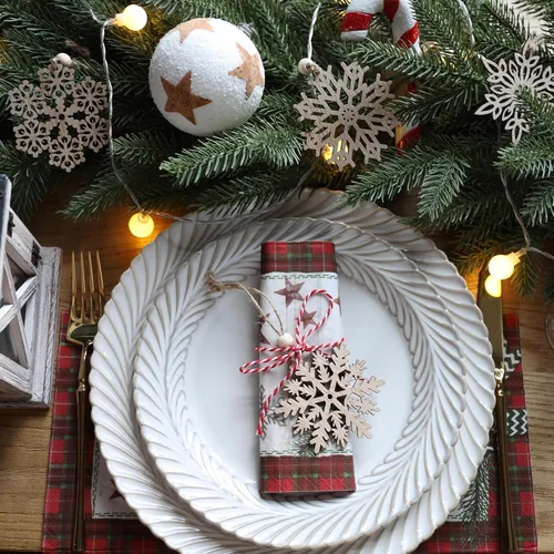 Miniatura 6 de 24 Piezas Adornos de Copos de Nieve de Madera de Navidad de 3 Pulgadas Adorno Colgante de Copo de Nieve para Decoración Rústica de Árbol de Navidad