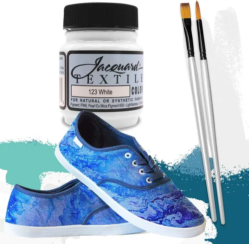 Miniatura 7 de Moshify Jacquard Products JAC1123 - Pintura de tela de color blanco, fabricada en Estados Unidos, 2.25 onzas, juego de pinceles incluidos