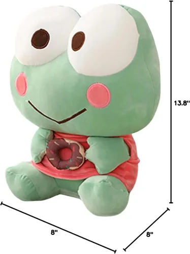 Miniatura 6 de ELAINREN Rana de peluche con rosquilla, ultra suave, juguete de peluche de rana verde Kawaii, muñeca de peluche de rana Fernando, regalo de 13.8