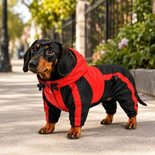 Miniatura 8 de Ropa para mascotas, ropa para perro, ropa para lluvia, nieve, impermeables, cuatro patas, impermeable para perros pequeños, medianos, grandes, Rojo