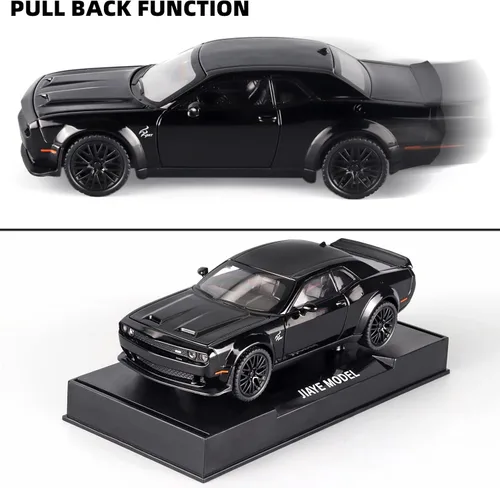 Miniatura 6 de OANMYJJO Autos de juguete para niños 1/32 Challenger Hellcat - Autos de juguete de metal fundido a presión, auto Hellcat con luz y música, auto
