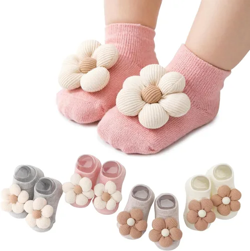 Miniatura 13 de DRESHOW BQUBO Calcetines Antideslizantes para Bebés Niñas Pequeñas - Lindos Calcetines de Tobillo con Volantes y Agarre para Bebés y Niños Pequeños