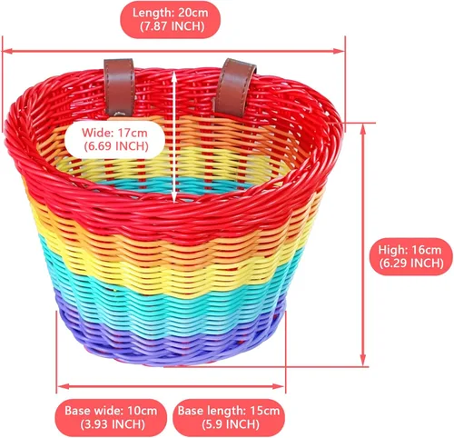 Miniatura 4 de Cesta de bicicleta para niños, cesta de mimbre, cesta de bicicleta para manillar para niñas con collar de unicornio, campana de bicicleta