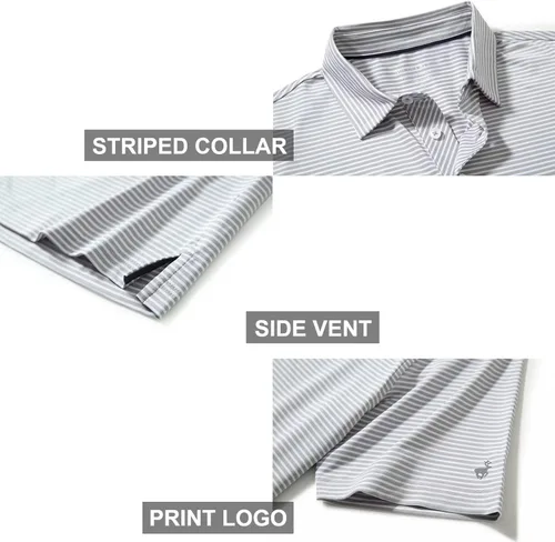 Miniatura 4 de Men's Golf Polo Shirts Short Sleeve Striped Performance Moisture Wicking Dry Fit Golf Shirts for Men