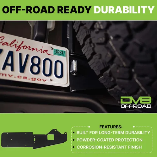 Miniatura 8 de DV8 Offroad Soporte de reubicación de matrícula trasera compatible con Ford Bronco 2021-2026 – 0.118 pulgadas de acero negro con recubrimiento