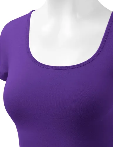 Miniatura 5 de HATOPANTS - Ombliguera básica de algodón con cuello redondo y manga corta, para mujer