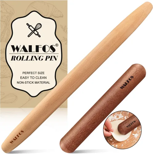 Miniatura 8 de Walfos Juego de Rodillos Pequeños - Rodillos Pequeños de Madera Natural (8 pulgadas) con Alfombrilla Antiadherente de Fibra de Silicona