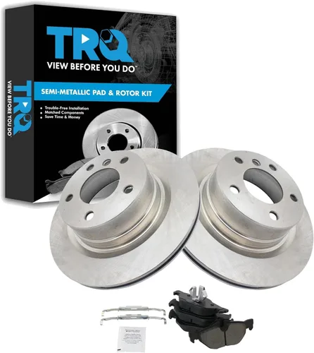 Miniatura 57 de TRQ Juego de pastillas de freno semimetálicas traseras y rotores compatibles con Chevrolet Trailblazer 02-06 Trailblazer EXT 04-06 SSR 02-07 GMC