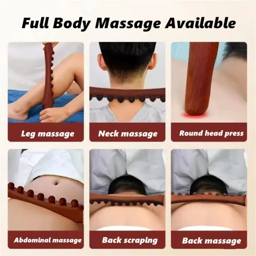 Miniatura 7 de Herramientas de masaje de madera Gua Sha, herramienta de paleta de drenaje linfático de 10 cuentas, herramienta de masaje de mano para esculpir