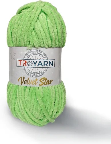 Miniatura 22 de Troyarn Velvet Star (Paquete de 3 Madejas) - Ovillo de felpilla con purpurina plateada para manta de bebé, hilo amigurumi, para ganchillo y tejer