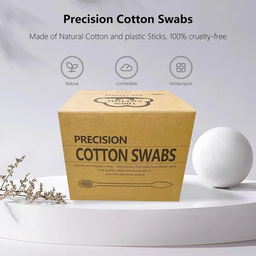 Miniatura 4 de 900 piezas de bastoncillos de algodón de precisión, aplicadores cosméticos con punta puntiaguda y aplanada