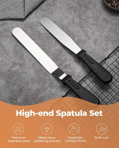 Miniatura 6 de Kootek Tocadiscos de aluminio para tartas, soporte giratorio para tartas de 12 pulgadas, 35 piezas de suministros de kit de decoración de pasteles
