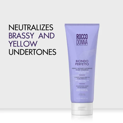 Miniatura 3 de Rocco Donna Biondo Perfetto - Champú morado, neutraliza los tonos latones y amarillos, para cabello rubio, plateado, platino y gris, pigmentos