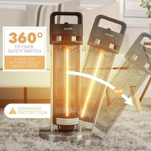 Miniatura 6 de SereneLife Calentador infrarrojo para patio, calentador eléctrico para patio con control remoto, 900 W, calentadores de interior/exterior