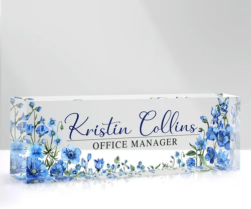 Miniatura 9 de Placa de nombre personalizada para escritorio, placa de nombre personalizada en cristal acrílico transparente, regalos de agradecimiento para Tinta