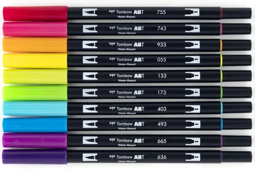 Miniatura 3 de Tombow 56185 Marcadores de Arte de Pincel Dual, Brillantes, Paquete de 10. Marcadores Mezclables, de Pincel y Punta Fina
