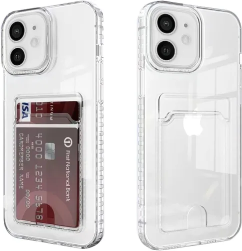 Funda compatible con iPhone 11 con soporte para tarjetas, funda transparente con ranura para tarjetas, ultrafina, suave, a prueba de golpes, funda
