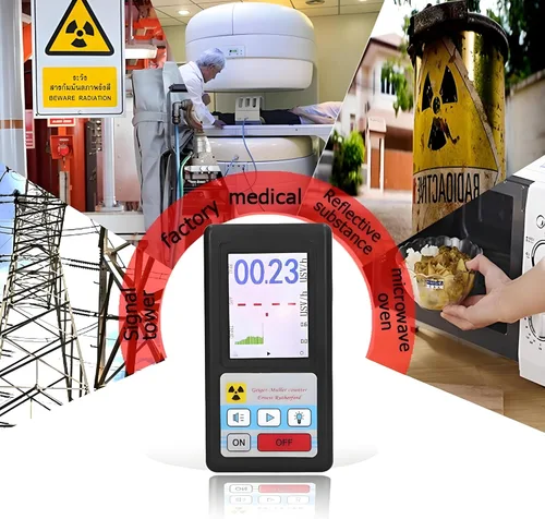 Miniatura 2 de Geiger profesional detector de radiación nuclear portátil beta gamma dosímetro de rayos X con pantalla LCD ±10% recargable para inspección
