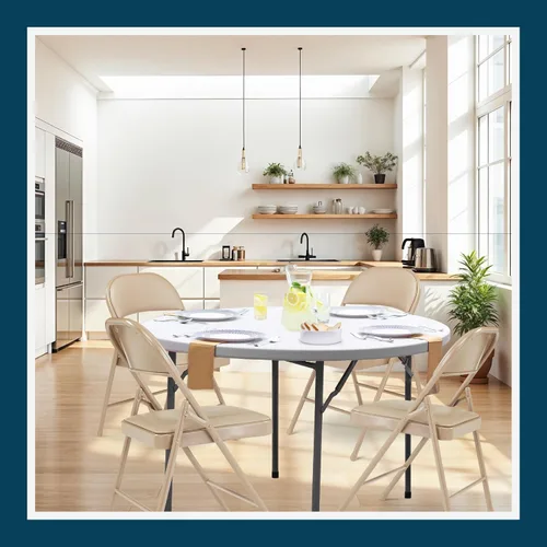 Miniatura 12 de OEF Furnishings OEF900 Series - Sillas plegables de acero ligeras prémium (paquete de 4, beige)