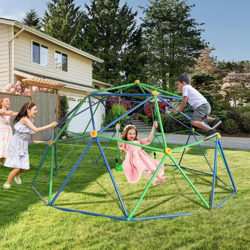 Miniatura 7 de JYGOPLA Domo de escalada para niños de 10 pies, capacidad de 800 libras, resistente a los rayos UV y al óxido, gimnasio geométrico de jungla