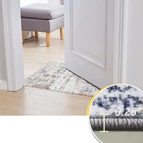 Miniatura 6 de Tapete pequeño: 3 x 5 pies, para sala, dormitorio o cocina, lavable a máquina, antideslizante y duradero, moderno y abstracto, para entrada, Marrón
